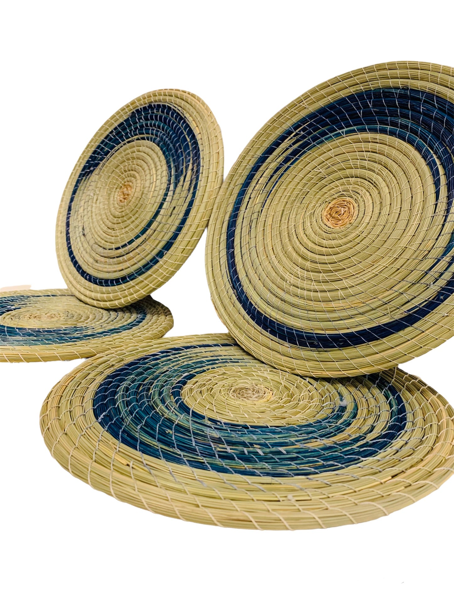 PANIER + 4 SETS DE TABLE - en Nattes ( Halfa ) - HAL/704/SER/BLE